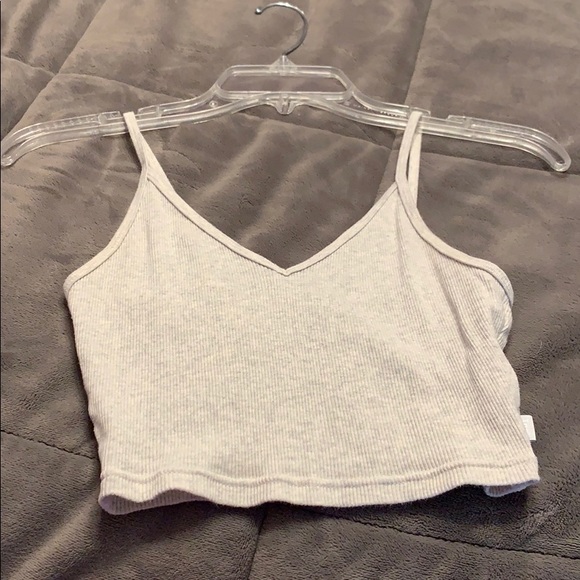 TNA Tops - Light grey aritzia TNA ribbed crop top v neck tank